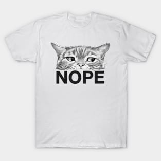 Nope Cat on White T-Shirt